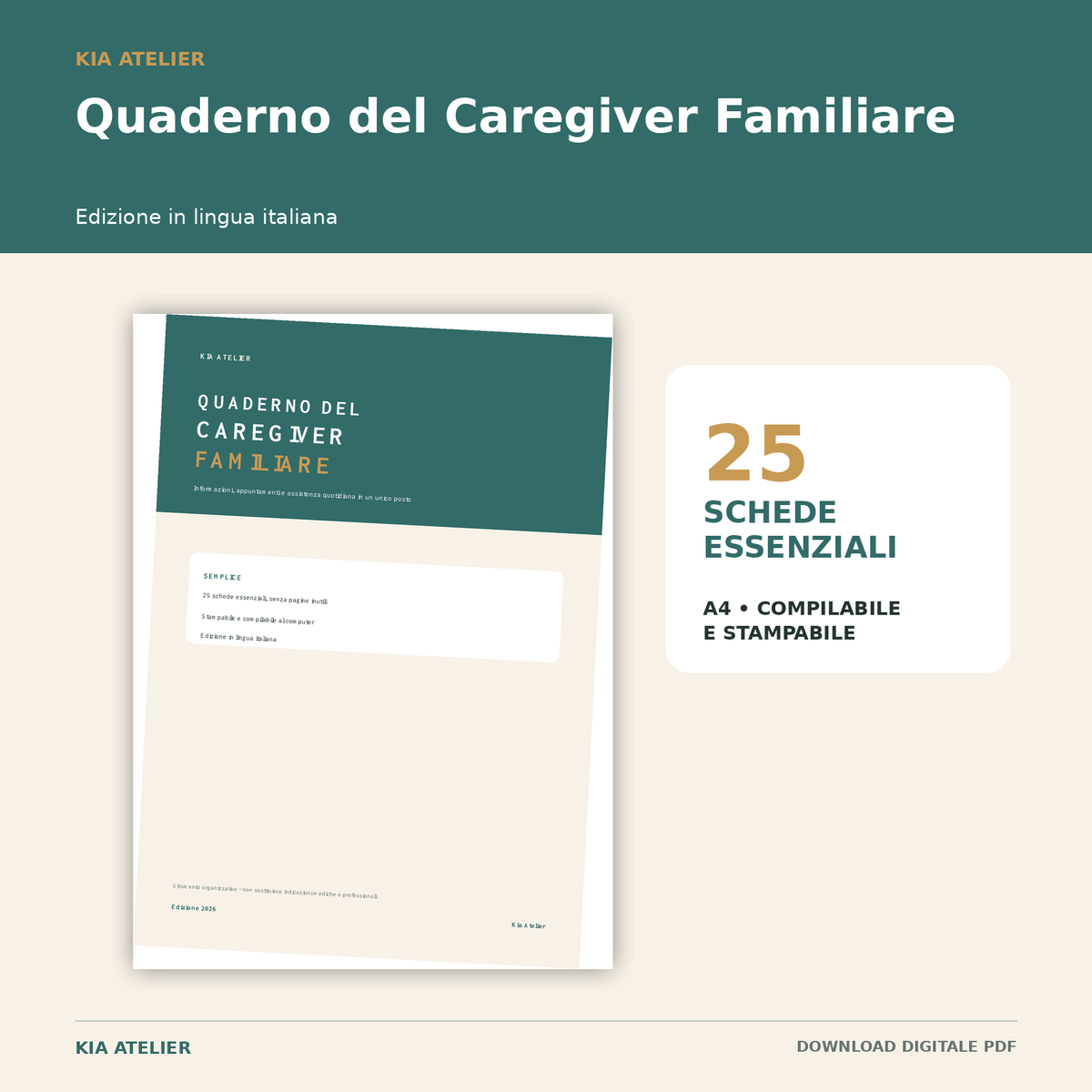 Quaderno del Caregiver Familiare – PDF compilabile e stampabile
