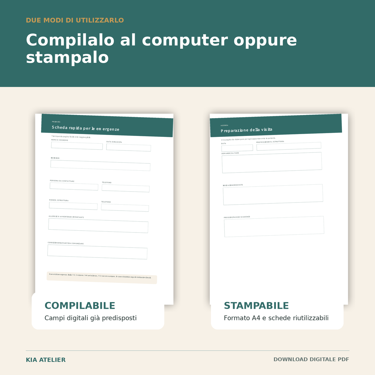 Quaderno del Caregiver Familiare – PDF compilabile e stampabile