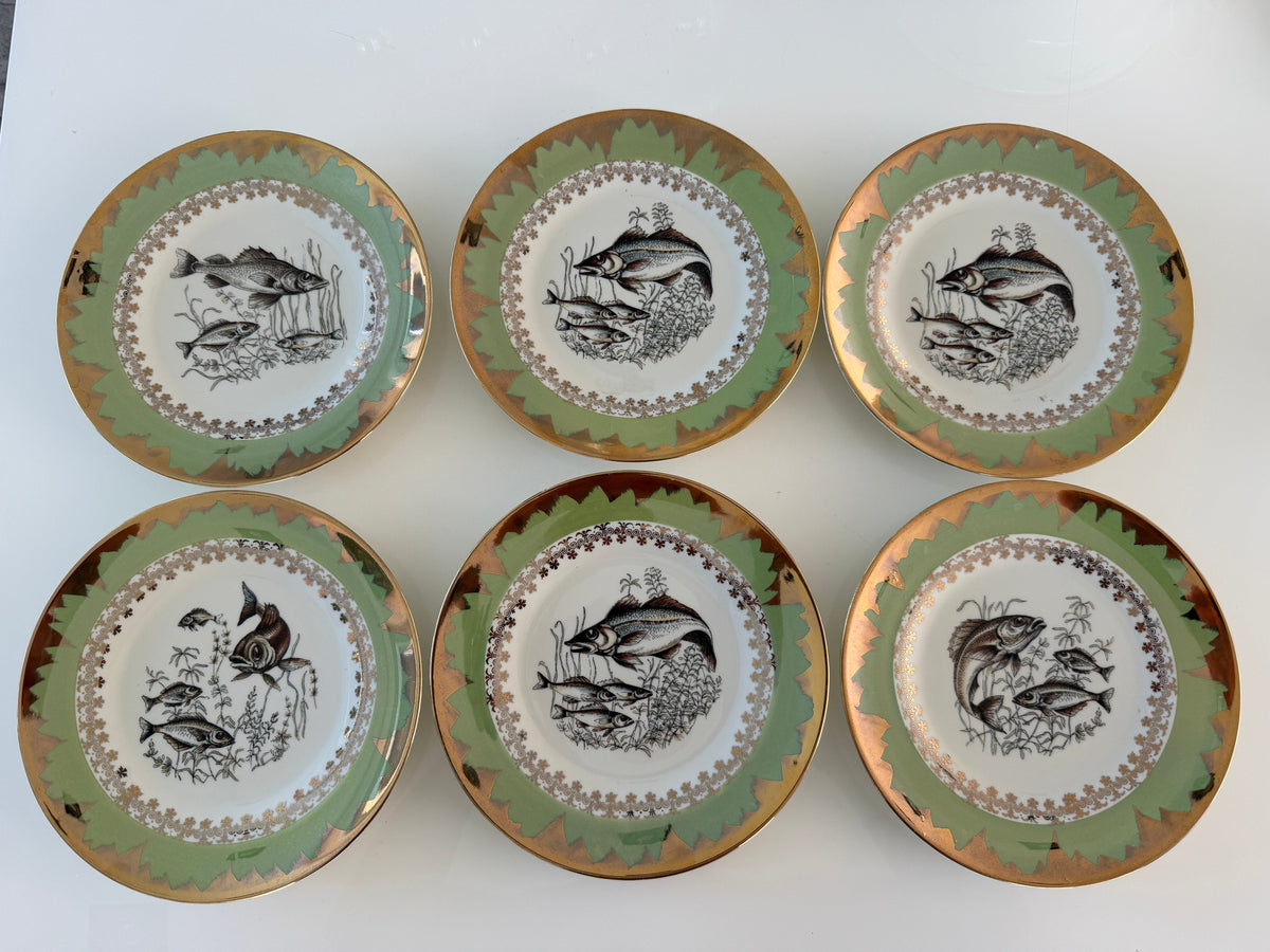 Set 6 piatti vintage Richard Ginori D8 anni ’60 – decoro pesci