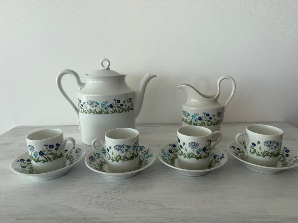 Servizio vintage Richard Ginori con teiera, lattiera e quattro tazze