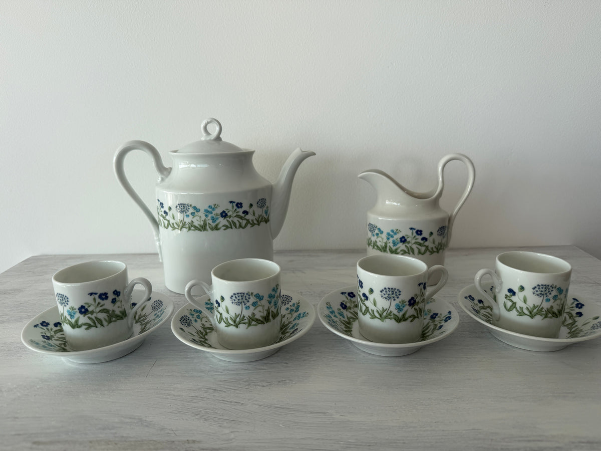Servizio vintage Richard Ginori con teiera, lattiera e quattro tazze