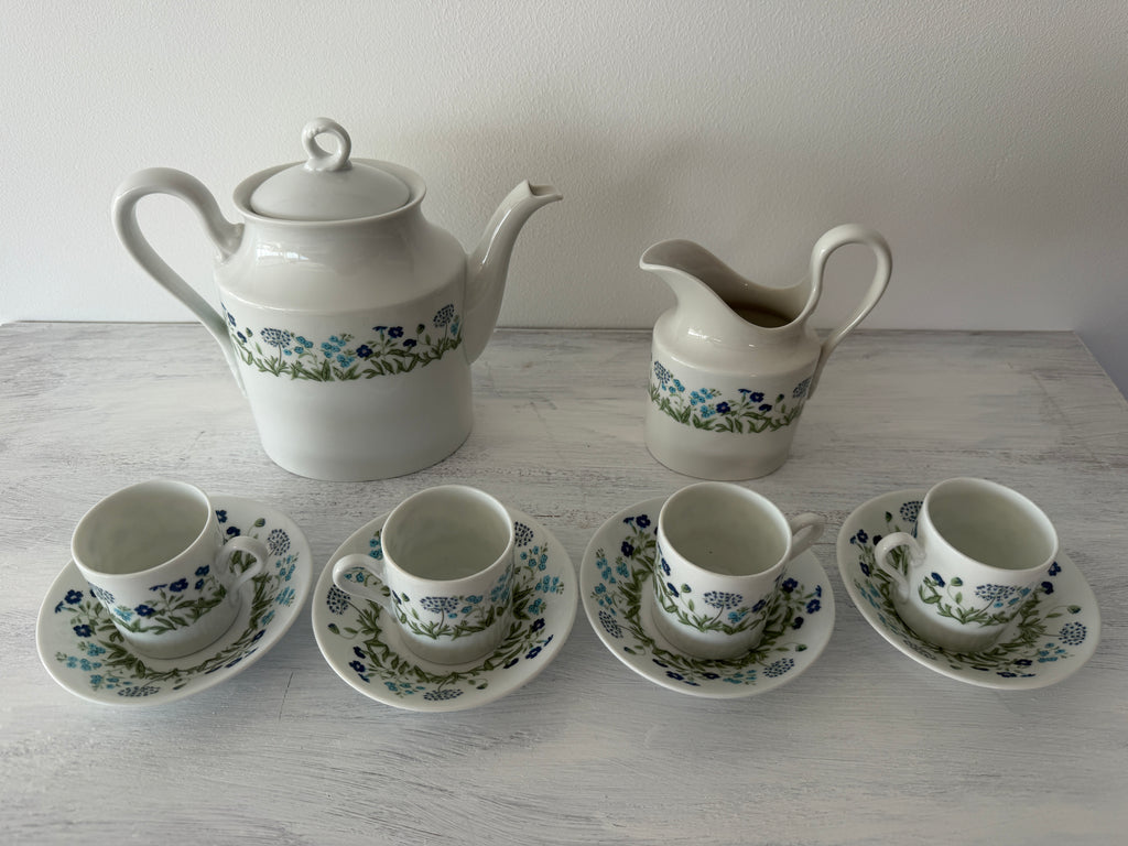 Servizio vintage Richard Ginori floreale blu da 10 pezzi