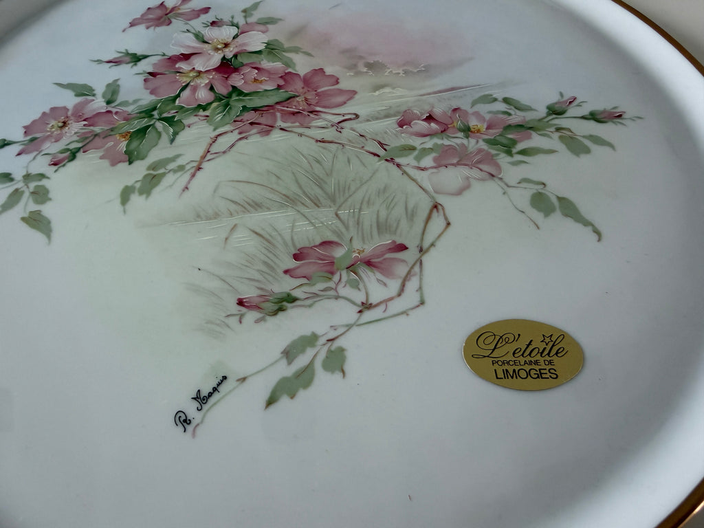 Piatto Decorativo Vintage L’Étoile 30,5 cm – Porcellana di Limoges Rifinita a Mano