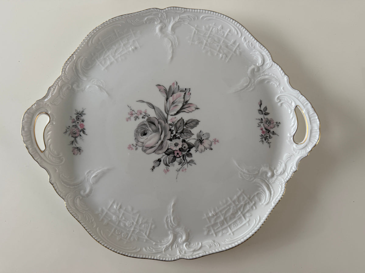 Vassoio Vintage Rosenthal Sanssouci – Fiori Rosa e Bordo Oro