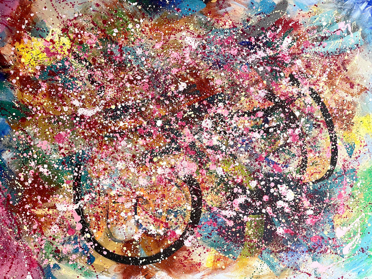 Quadro Vasco, dipinto acrilico astratto multicolore su tela